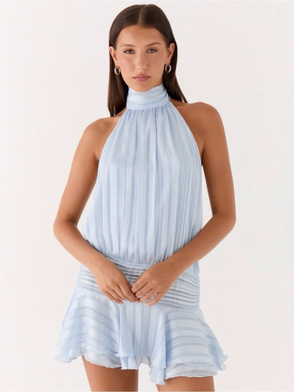 Peppermayo Light Blue Halter Mini Dress